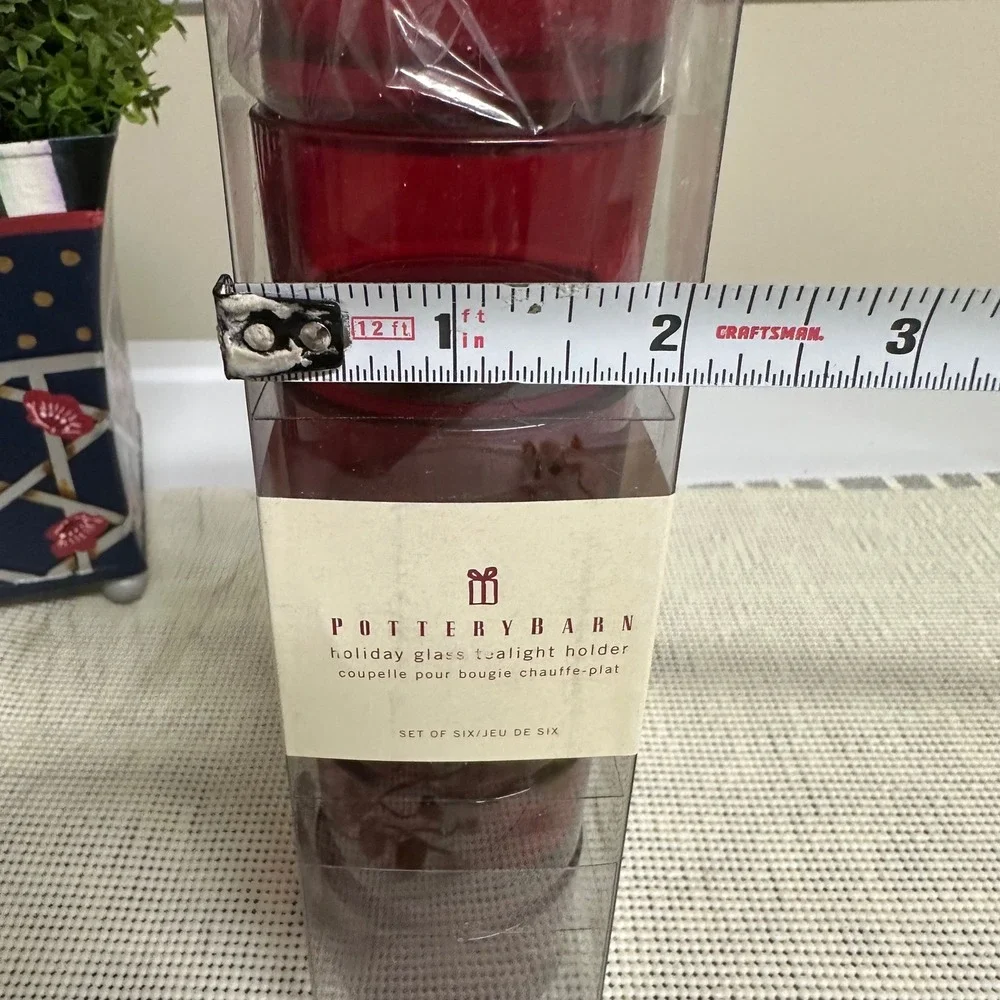 Pottery Barn Holiday Glass tealight holder 6 Piece Set New!
